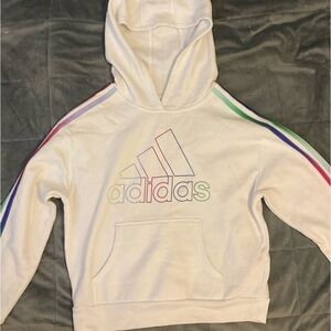 White soft Adidas cropped hoodie